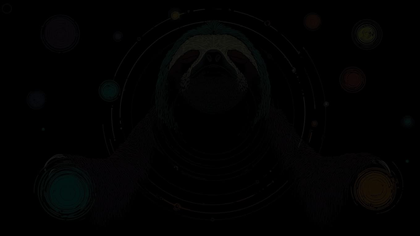 Entirius sloth looking up among planets and orbits